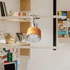 Lampada da Tavolo Tradizionale Giapponese a Clip Rotonda in Legno Ferro Acrilico con 1 Luce per Camera da Letto