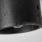Tradizionale Giapponese Cilindrico In Legno Nero Travertino 1-Luce Semi-Montato Soffitto Per Corridoio