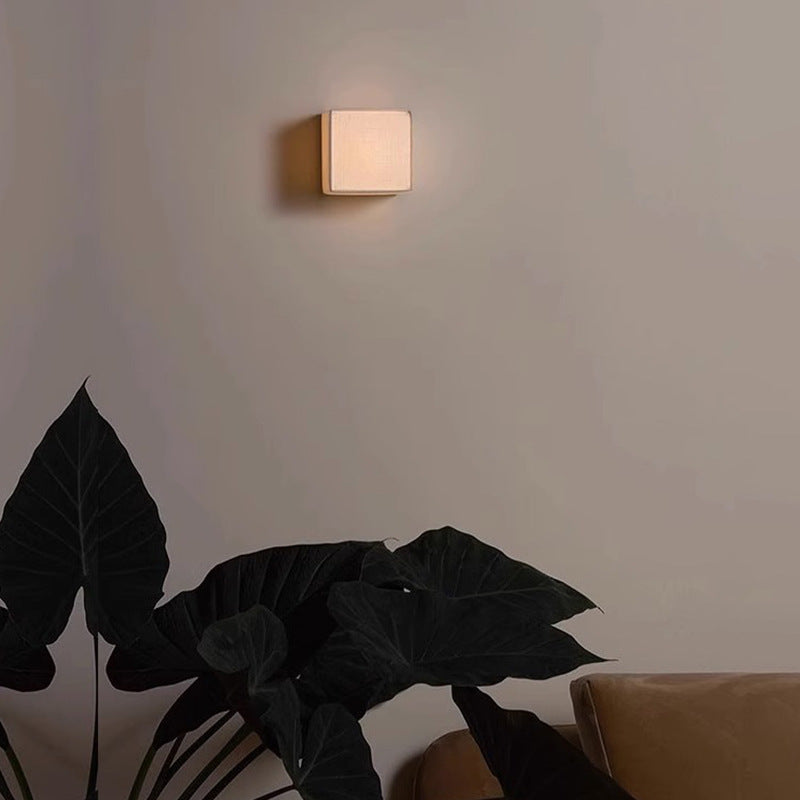 Lampada da Parete LED con Ombra in Tessuto Quadrata Tradizionale Giapponese per Soggiorno