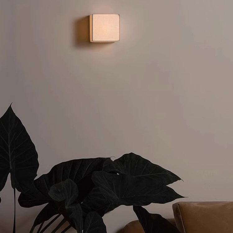 Lampada da Parete LED con Ombra in Tessuto Quadrata Tradizionale Giapponese per Soggiorno