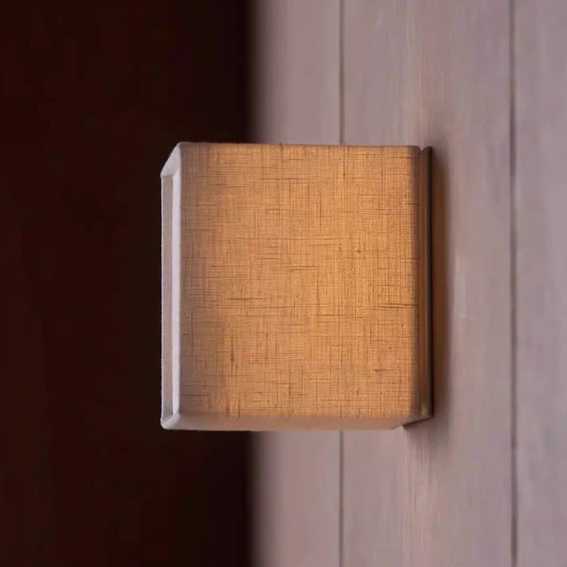 Lampada da Parete LED con Ombra in Tessuto Quadrata Tradizionale Giapponese per Soggiorno