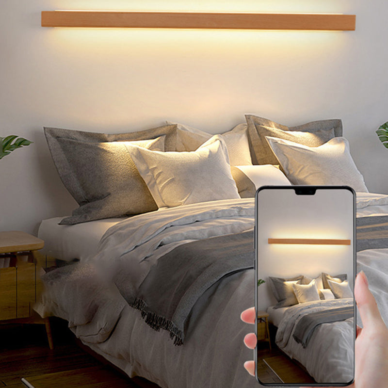 Lampada da parete LED a striscia in legno massello giapponese semplice