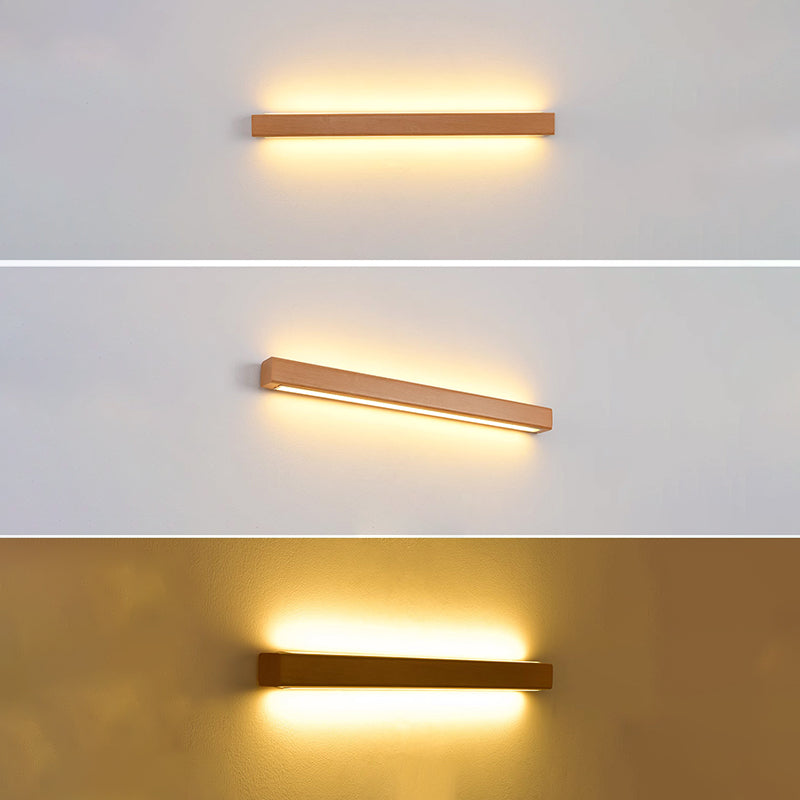 Lampada da parete LED a striscia in legno massello giapponese semplice