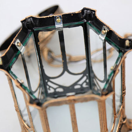 Lampada a Sospensione Tradizionale Vintage Impermeabile a Colonna Esagonale in Alluminio Acrilico con 1 Luce per Esterni