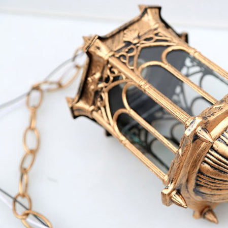 Lampada a Sospensione Tradizionale Vintage Impermeabile a Colonna Esagonale in Alluminio Acrilico con 1 Luce per Esterni