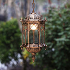 Lampada a Sospensione Tradizionale Vintage Impermeabile a Colonna Esagonale in Alluminio Acrilico con 1 Luce per Esterni