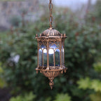 Lampada a Sospensione Tradizionale Vintage Impermeabile a Colonna Esagonale in Alluminio Acrilico con 1 Luce per Esterni