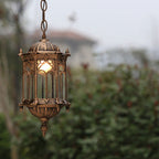 Lampada a Sospensione Tradizionale Vintage Impermeabile a Colonna Esagonale in Alluminio Acrilico con 1 Luce per Esterni
