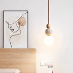 Tradizionale Giapponese Multi Orb Legno Massello Travertino 1-Luce Sospensione per Soggiorno