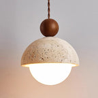 Tradizionale Giapponese Multi Orb Legno Massello Travertino 1-Luce Sospensione per Soggiorno