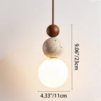 Tradizionale Giapponese Multi Orb Legno Massello Travertino 1-Luce Sospensione per Soggiorno