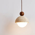 Tradizionale Giapponese Multi Orb Legno Massello Travertino 1-Luce Sospensione per Soggiorno