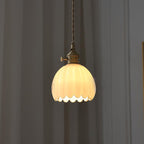 Sospensione in Vetro Fiori Rotonda Nordica Contemporanea in Ferro Ottone con 1 Luce per Soggiorno