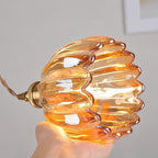 Sospensione in Vetro Fiori Rotonda Nordica Contemporanea in Ferro Ottone con 1 Luce per Soggiorno