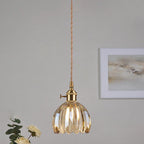 Sospensione in Vetro Fiori Rotonda Nordica Contemporanea in Ferro Ottone con 1 Luce per Soggiorno