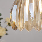 Sospensione in Vetro Fiori Rotonda Nordica Contemporanea in Ferro Ottone con 1 Luce per Soggiorno