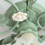Lampada da soffitto semi-incassata a 1 luce con paralume in vetro ceramico a foglia di campanula francese tradizionale per soggiorno