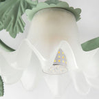 Lampada da soffitto semi-incassata a 1 luce con paralume in vetro ceramico a foglia di campanula francese tradizionale per soggiorno