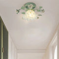 Lampada da soffitto semi-incassata a 1 luce con paralume in vetro ceramico a foglia di campanula francese tradizionale per soggiorno