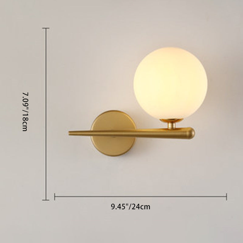 Applique in Ferro e Vetro Globe Nordico Contemporaneo a 1 Luce per Soggiorno