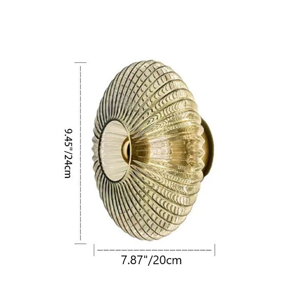 Applique da parete rotonda in vetro a strisce di ferro nordico contemporaneo con 1 luce per soggiorno