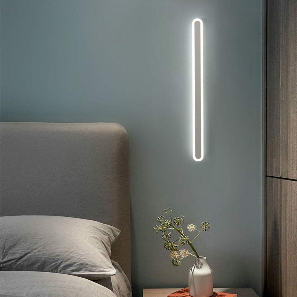 Lampada da parete LED in ferro e acrilico a linea lunga rettangolare minimalista moderna per soggiorno