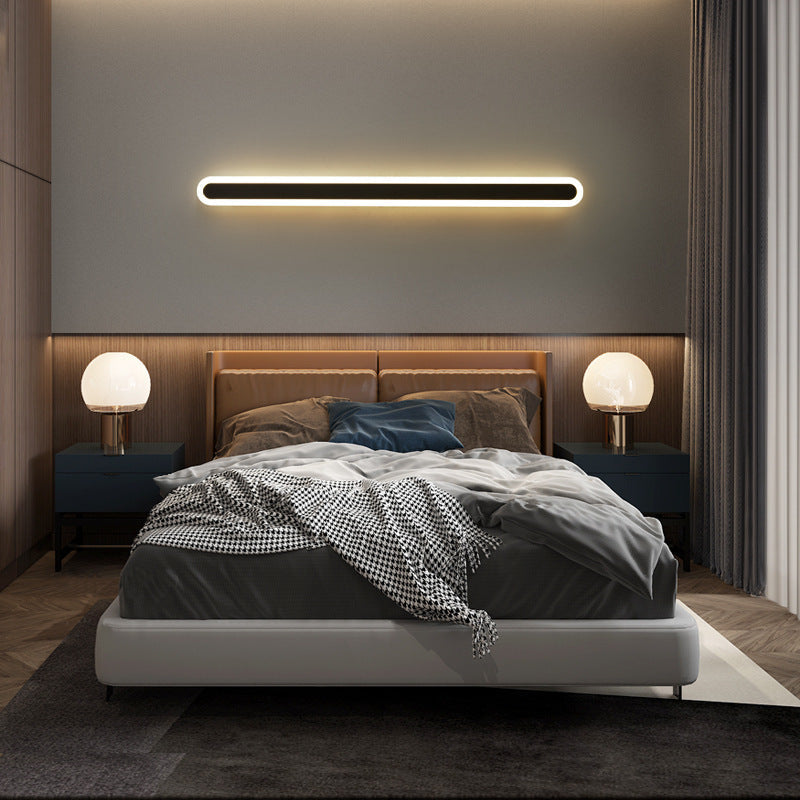 Lampada da parete LED in ferro e acrilico a linea lunga rettangolare minimalista moderna per soggiorno