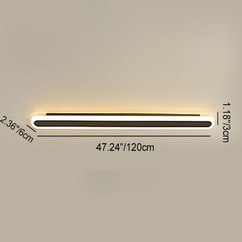 Lampada da parete LED in ferro e acrilico a linea lunga rettangolare minimalista moderna per soggiorno