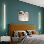 Lampada da parete LED in ferro e acrilico a linea lunga rettangolare minimalista moderna per soggiorno