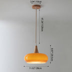 Lampadario Contemporaneo Nordico in Legno di Cachi con Vetro, 1 Luce per Sala da Pranzo