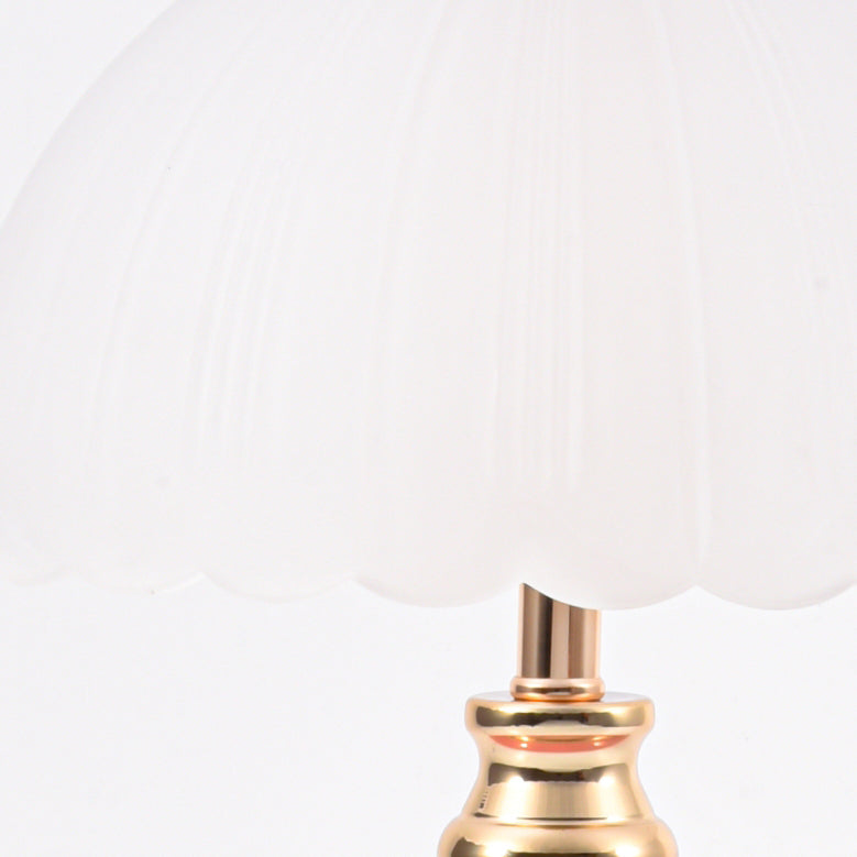 Lampada da Tavolo a 1 Luce con Base in Ceramica e Vetro a Forma di Globo Fiorito in Stile Nordico Contemporaneo per Camera da Letto