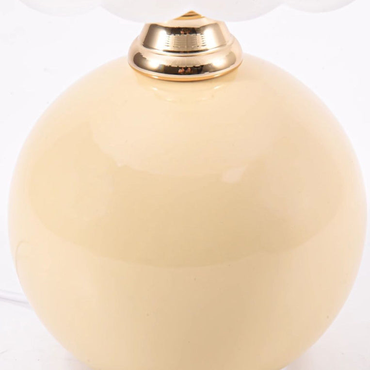 Lampada da Tavolo a 1 Luce con Base in Ceramica e Vetro a Forma di Globo Fiorito in Stile Nordico Contemporaneo per Camera da Letto