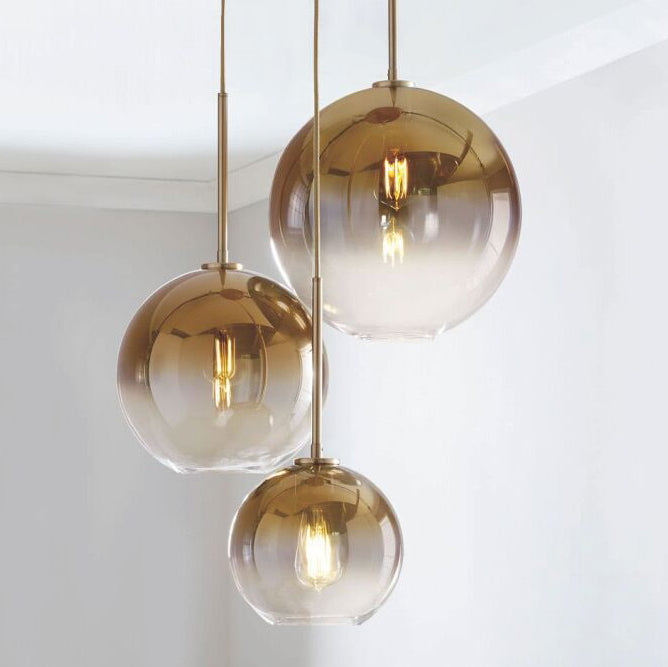 Sospensione in Vetro Gradiente di Lusso Moderno con Ombra a Globo per Sala da Pranzo