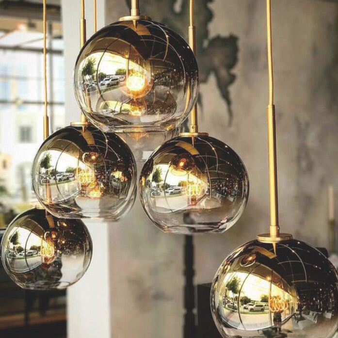 Sospensione in Vetro Gradiente di Lusso Moderno con Ombra a Globo per Sala da Pranzo