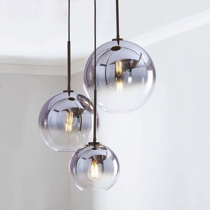 Sospensione in Vetro Gradiente di Lusso Moderno con Ombra a Globo per Sala da Pranzo