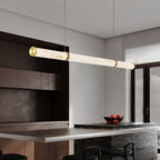 Lampada a sospensione LED cilindrica moderna di lusso in ferro testurizzato finto dolomite per isola da pranzo