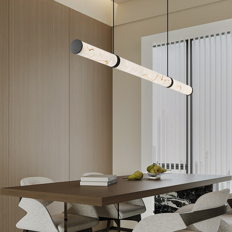 Lampada a sospensione LED cilindrica moderna di lusso in ferro testurizzato finto dolomite per isola da pranzo