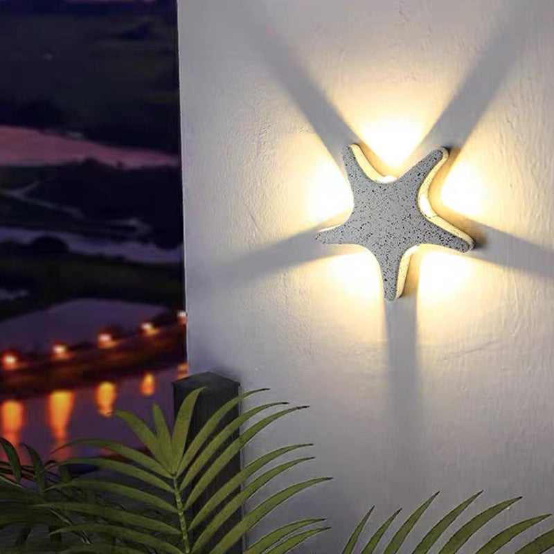 Lampada da Parete Esterno a LED Impermeabile in Alluminio pressofuso Creativa a Forma di Stella Marina per Patio