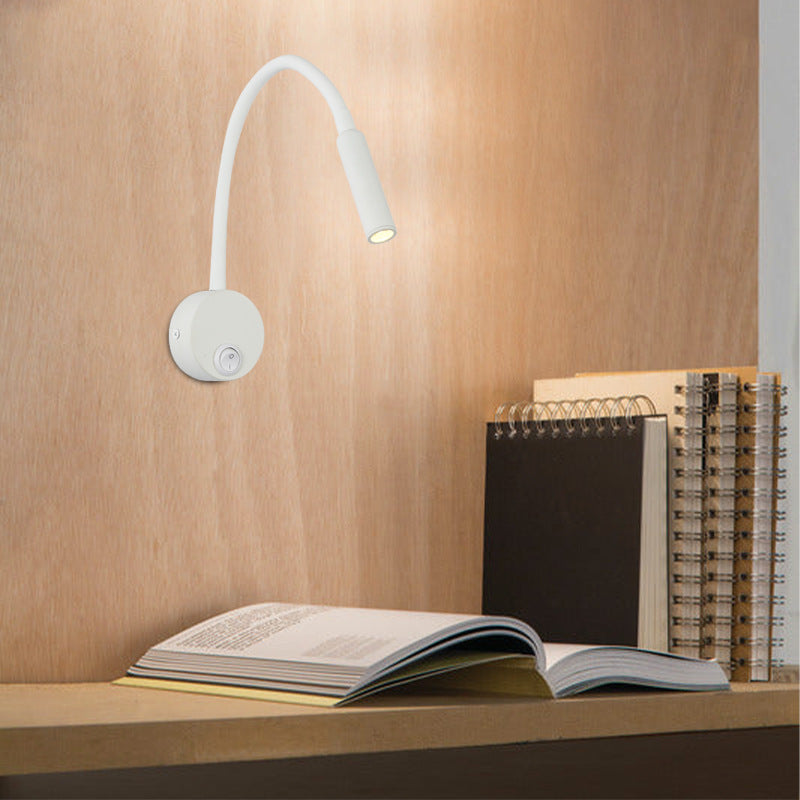 Lampada da Parete LED Flessibile a Forma di Tubo in Ferro Minimalista Moderna per Lettura, Sconces per Camera da Letto