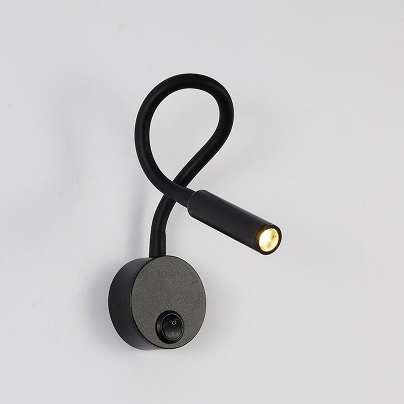 Lampada da Parete LED Flessibile a Forma di Tubo in Ferro Minimalista Moderna per Lettura, Sconces per Camera da Letto