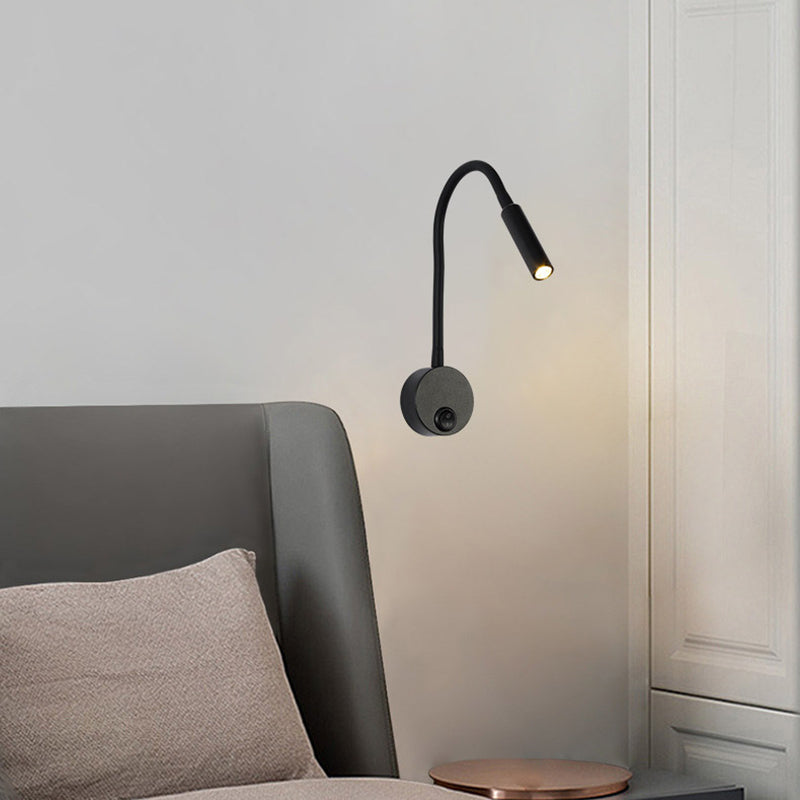 Lampada da Parete LED Flessibile a Forma di Tubo in Ferro Minimalista Moderna per Lettura, Sconces per Camera da Letto