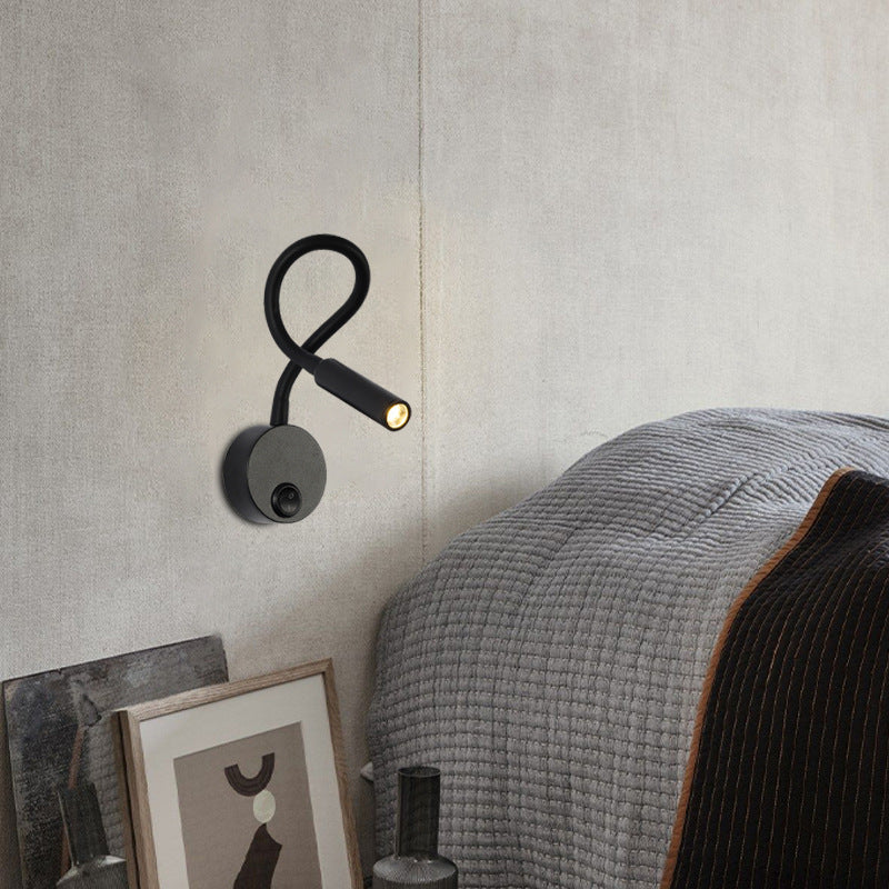Lampada da Parete LED Flessibile a Forma di Tubo in Ferro Minimalista Moderna per Lettura, Sconces per Camera da Letto