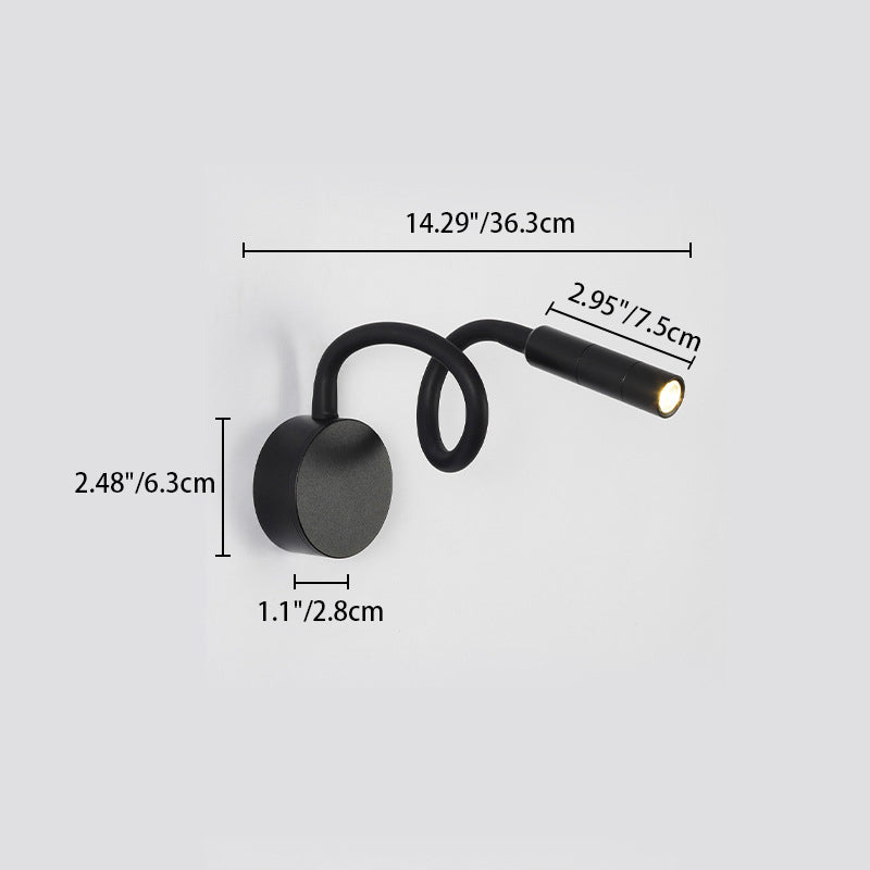 Lampada da Parete LED Flessibile a Forma di Tubo in Ferro Minimalista Moderna per Lettura, Sconces per Camera da Letto