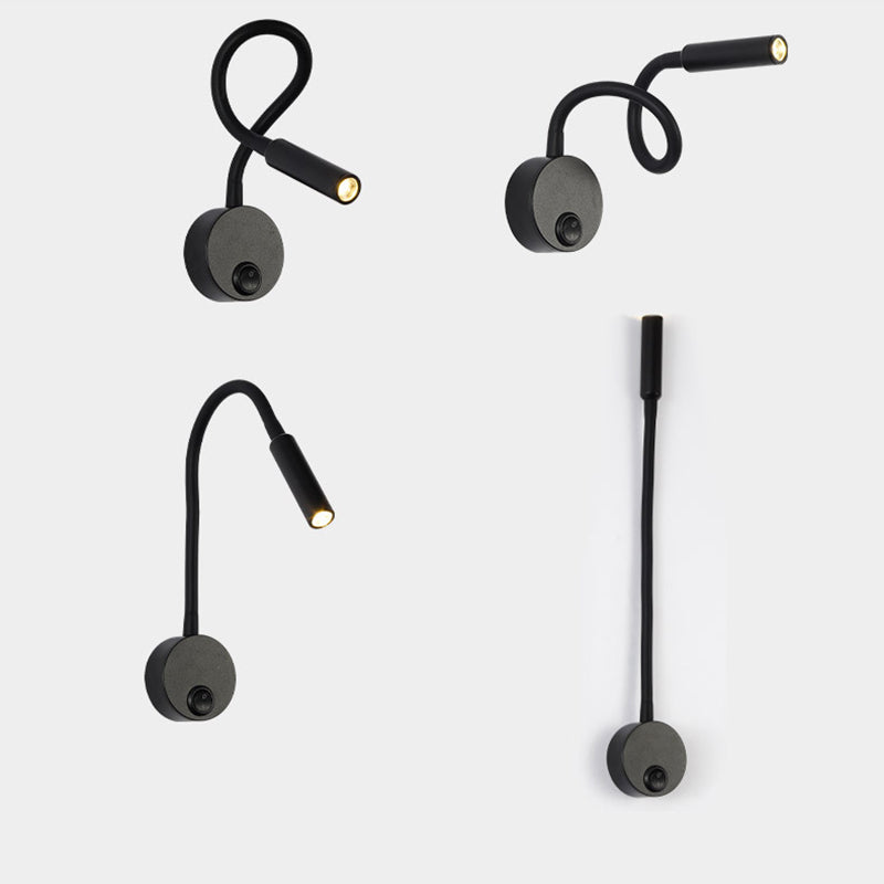 Lampada da Parete LED Flessibile a Forma di Tubo in Ferro Minimalista Moderna per Lettura, Sconces per Camera da Letto