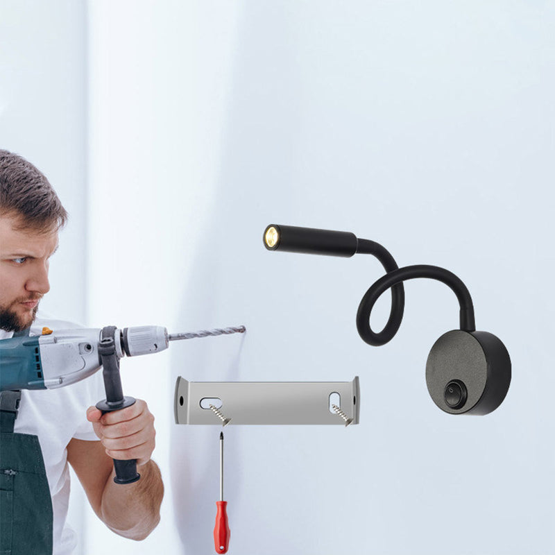 Lampada da Parete LED Flessibile a Forma di Tubo in Ferro Minimalista Moderna per Lettura, Sconces per Camera da Letto