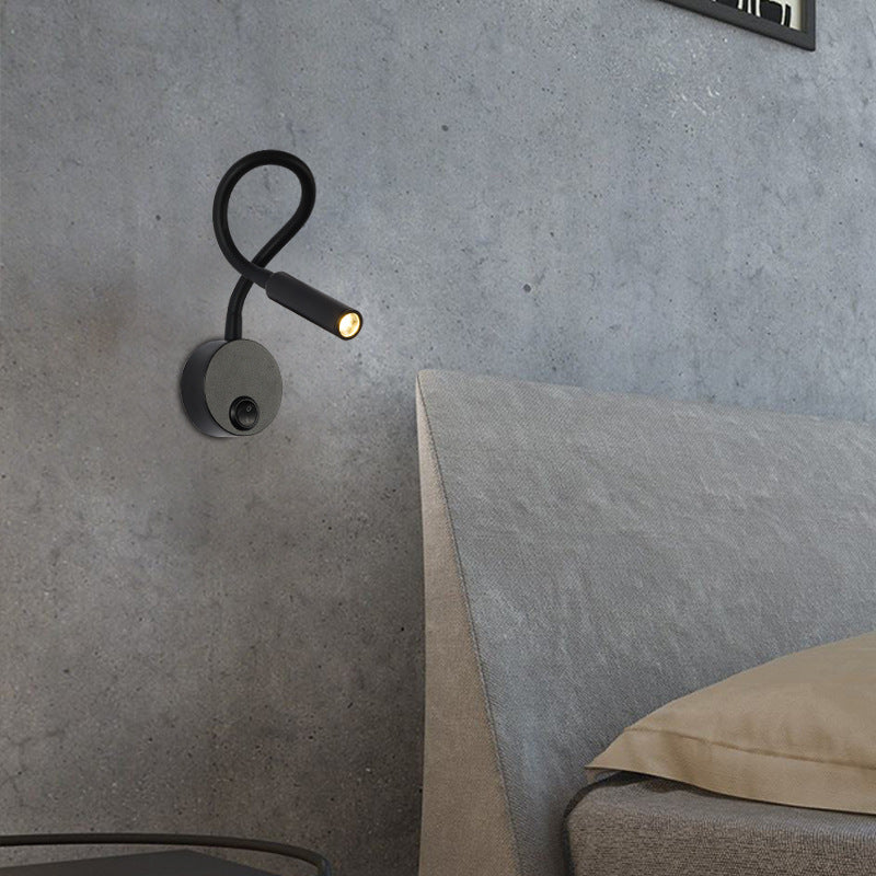 Lampada da Parete LED Flessibile a Forma di Tubo in Ferro Minimalista Moderna per Lettura, Sconces per Camera da Letto
