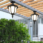 Luce da soffitto semi-incassata impermeabile in vetro poligonale in alluminio vintage tradizionale a 1 luce per esterni da giardino