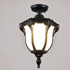 Luce da soffitto semi-incassata impermeabile in vetro poligonale in alluminio vintage tradizionale a 1 luce per esterni da giardino