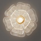 Lampada da soffitto a LED con cupola in petali di fiori di lusso moderno in ferro e acrilico per camera da letto