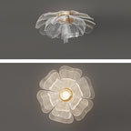 Lampada da soffitto a LED con cupola in petali di fiori di lusso moderno in ferro e acrilico per camera da letto